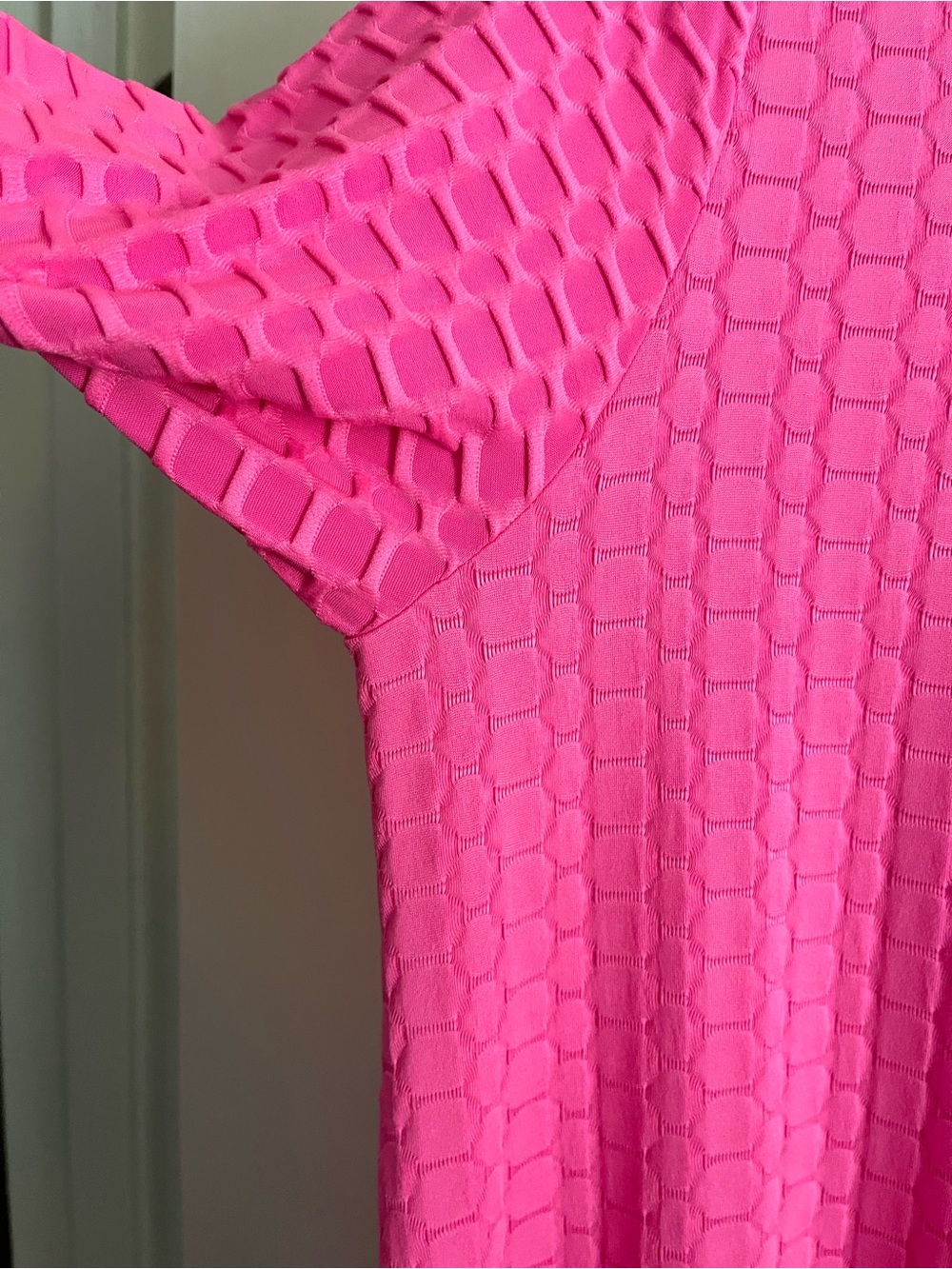Women's Long Sleeve Textured Maxi Dress - Bright Pink - Picture 2 of 5
